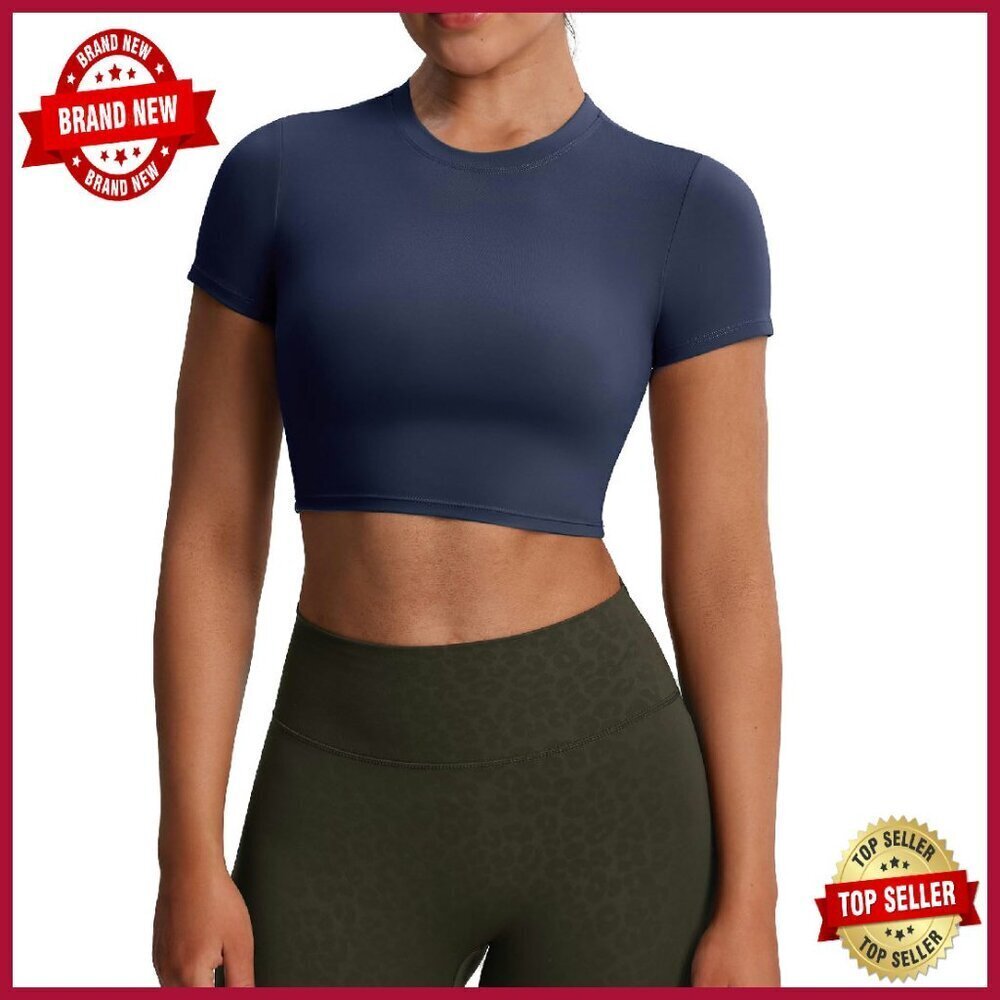 Kids Short Sleeve Crop Top Active Tee Ultra Soft Stretchy Workout